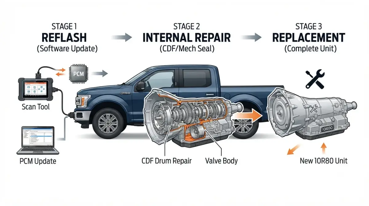 Repair options for an F-150 with a 10R80 transmission