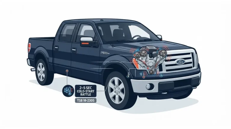 Rattle on 2011โ2015 Ford F-150 3.5L EcoBoost during cold start with cam phaser and timing chain highlighted