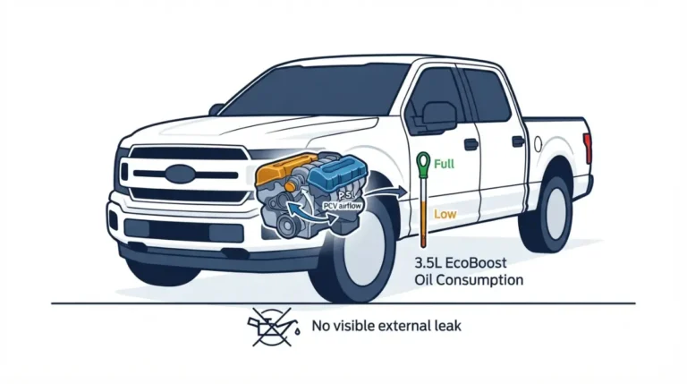 EcoBoost oil consumption with a clean driveway and highlighted PCV valve-cover area