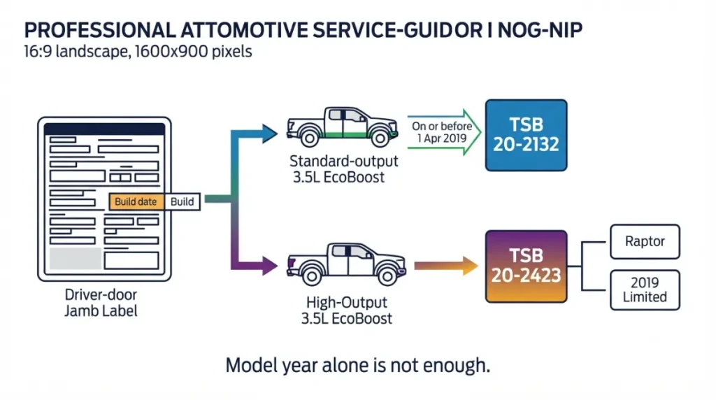 EcoBoost TSB eligibility by build date, engine output, and trim