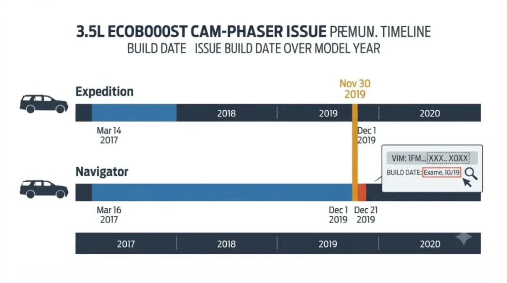 Expedition cam phaser build date cutoff timeline illustration