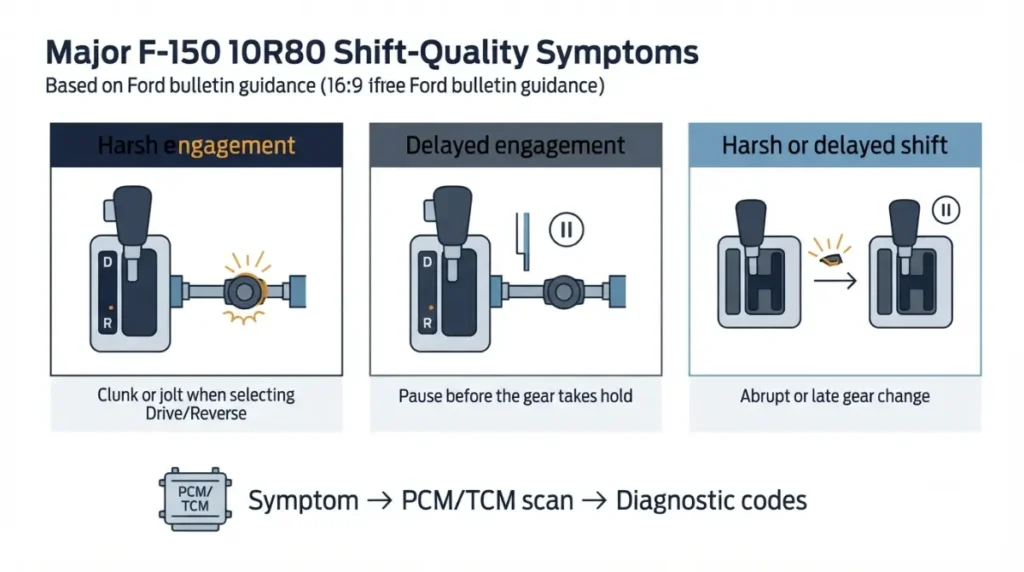 F150 10R80 harsh shift symptoms and diagnostic codes