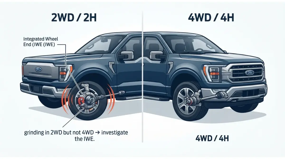 2WD F-150 grinding noise pointing to the front IWE system