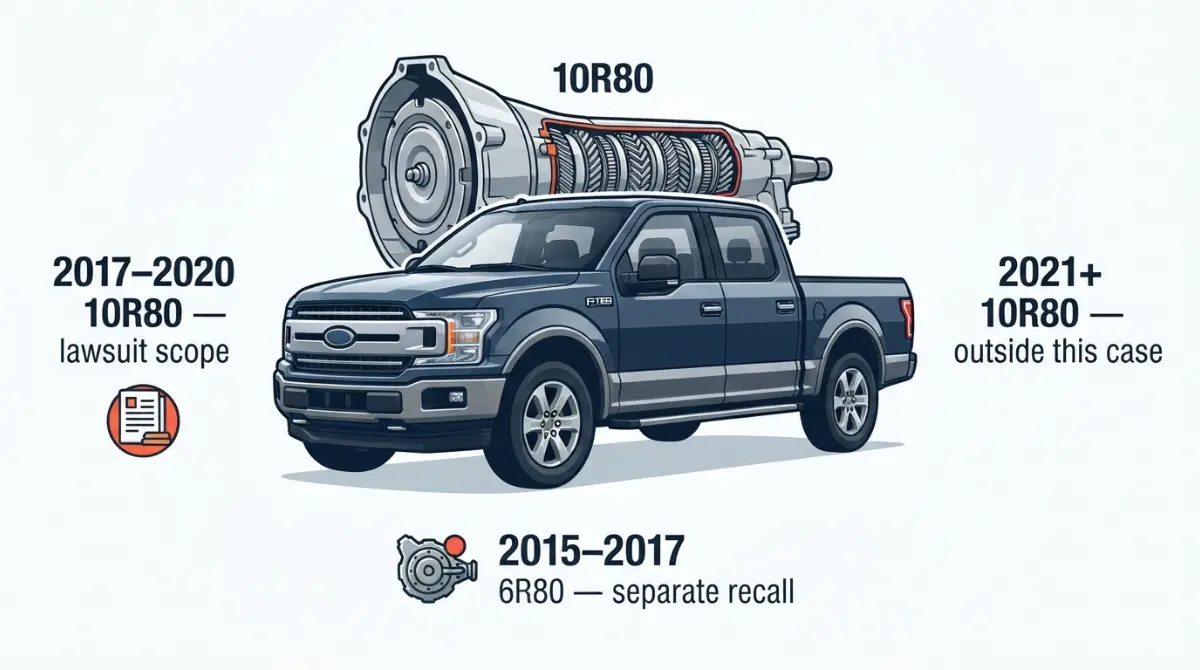Ford 10 speed lawsuit explained with F-150 10R80 and 6R80 transmission comparison