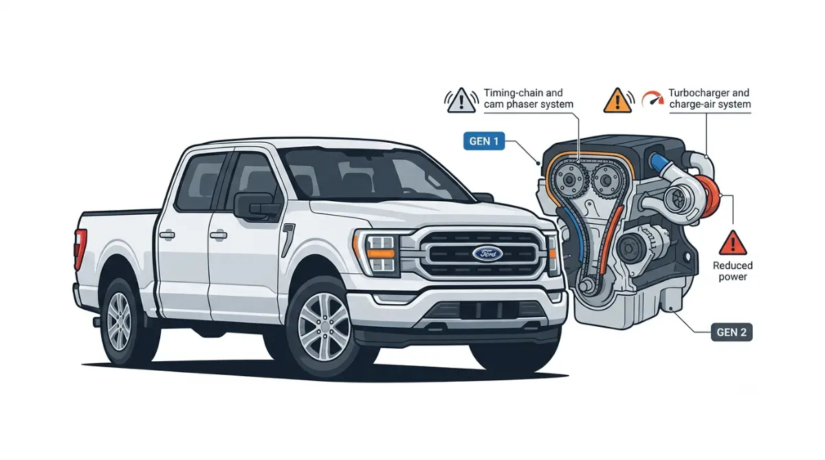 EcoBoost Problem overview showing Ford F-150 3.5L EcoBoost Gen 1 and Gen 2 engine issues
