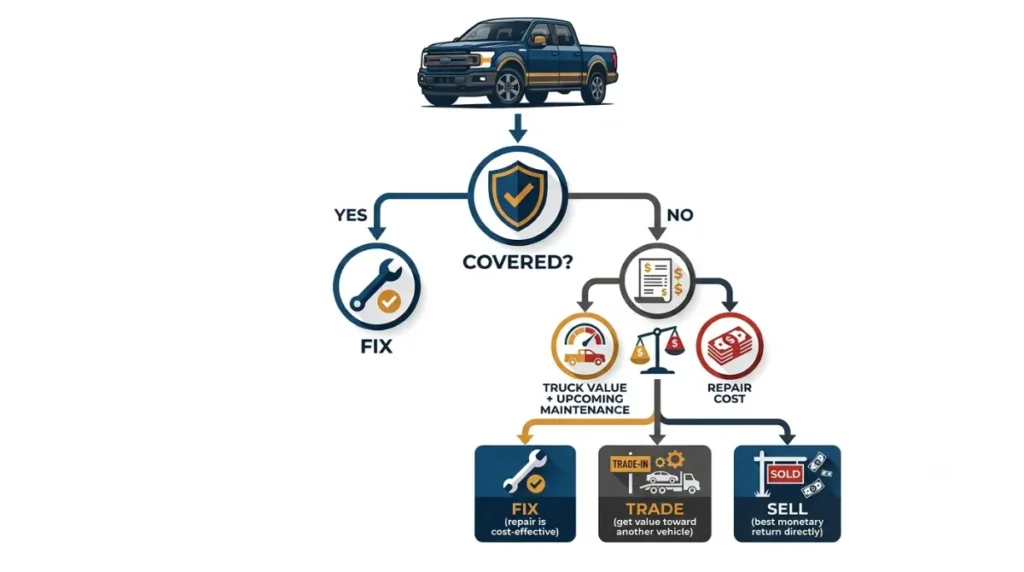 Ford F-150 Problem decision tree showing when to fix, trade, or sell the truck