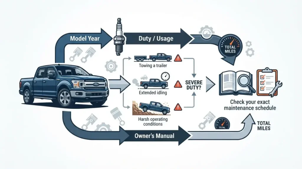 3.5 EcoBoost spark plug maintenance schedule decision guide based on model year, duty and owner's manual