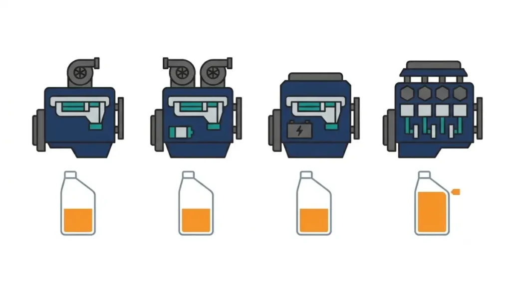 DIY F-150 oil capacity comparison showing the 5.0L V8 needing more oil than the V6 engines.