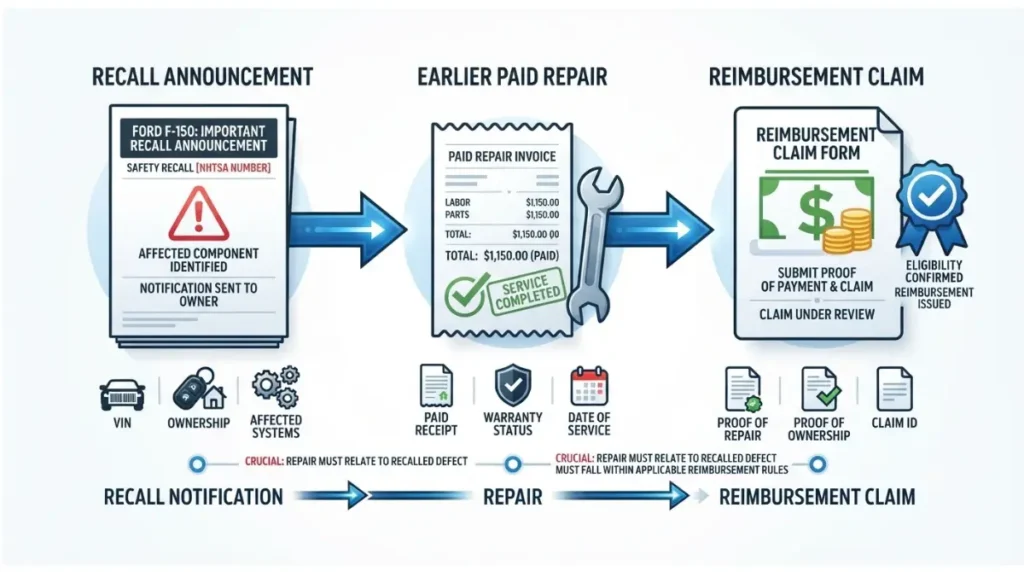 Reimbursement process for a Ford F-150 recall repair