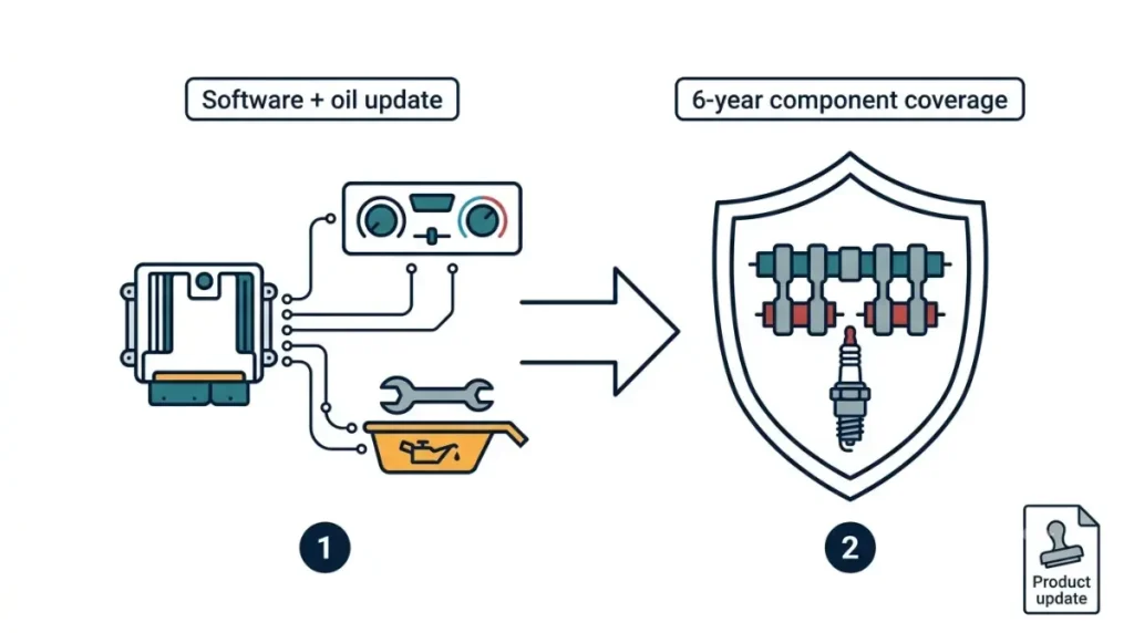 Honda Oil Dilution software update and six-year warranty extension for camshafts, rocker arms and spark plugs