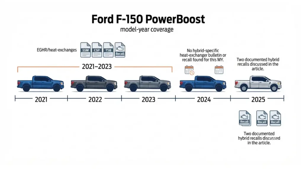 PowerBoost F-150 model year and build date coverage timeline from 2021 to 2025
